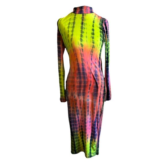 SHEIN Colorful Tie-Dyed Long Sleeve Dress Coverup Club Sexy Fairy Boho SOFT!! S - Picture 1 of 13